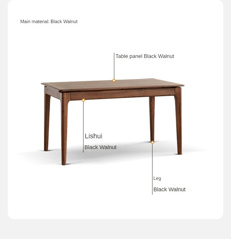 Black walnut solid wood rectangular dining table