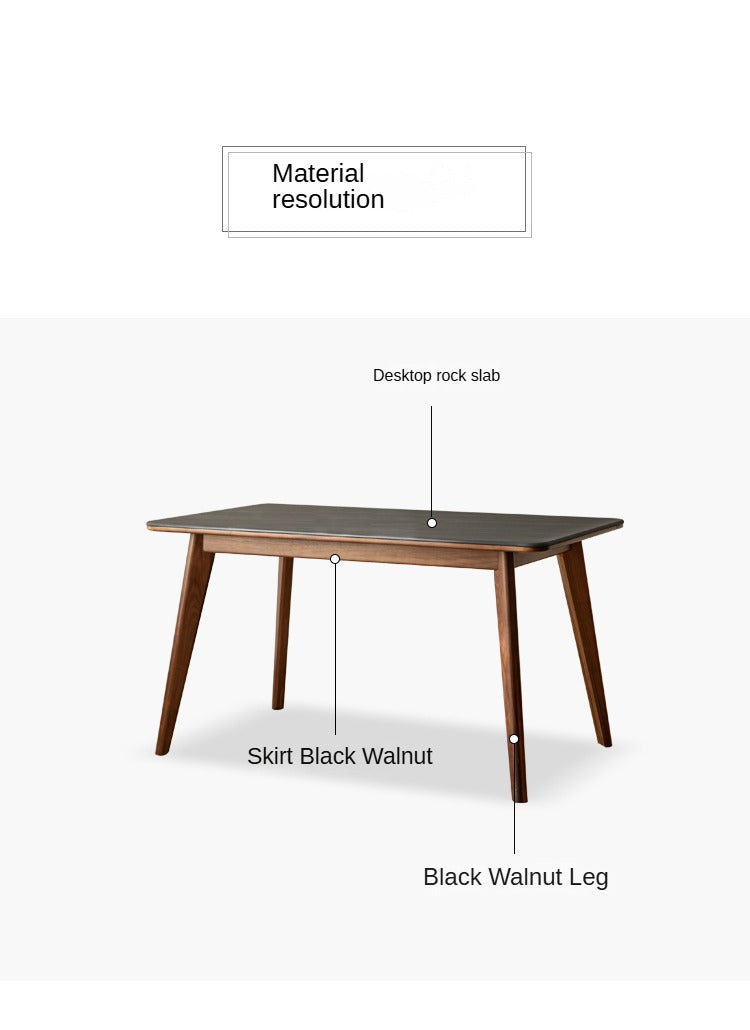 Black walnut solid wood rock plate dining table