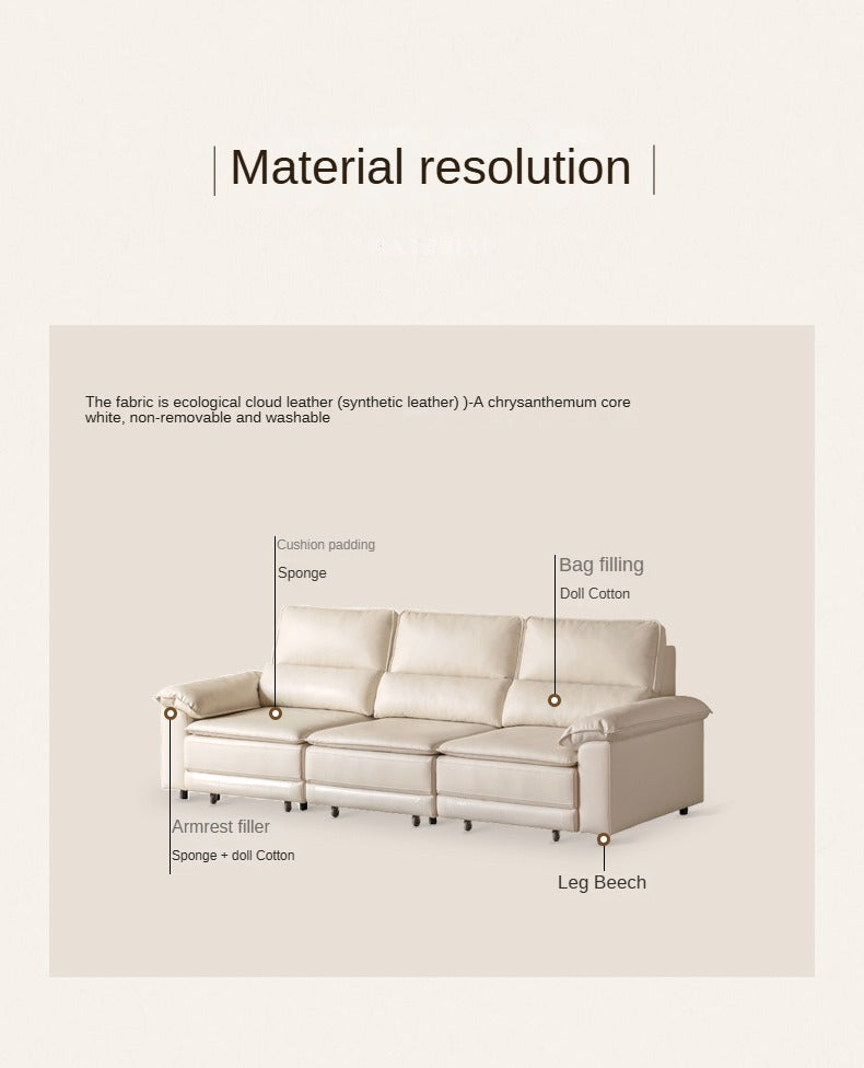 Ecological Cloud Leather Electric High Back Sofa Bed