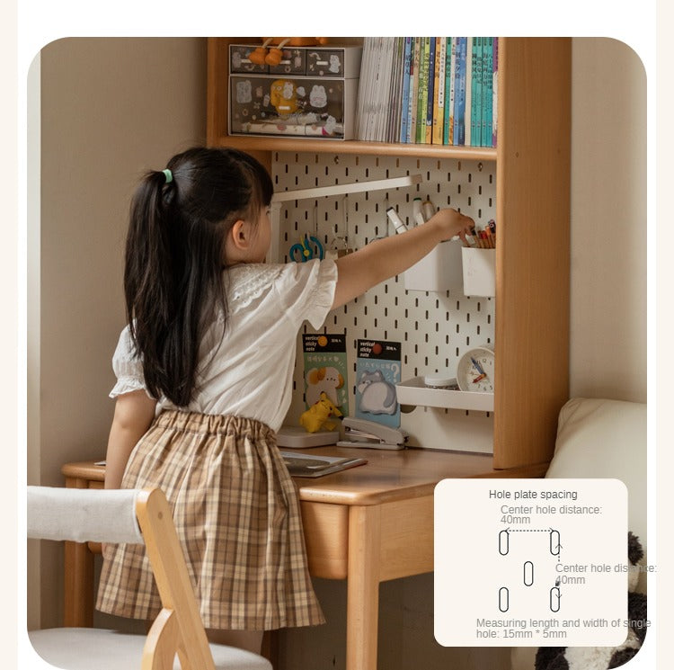 Beech solid wood children's desk bookshelf integrated