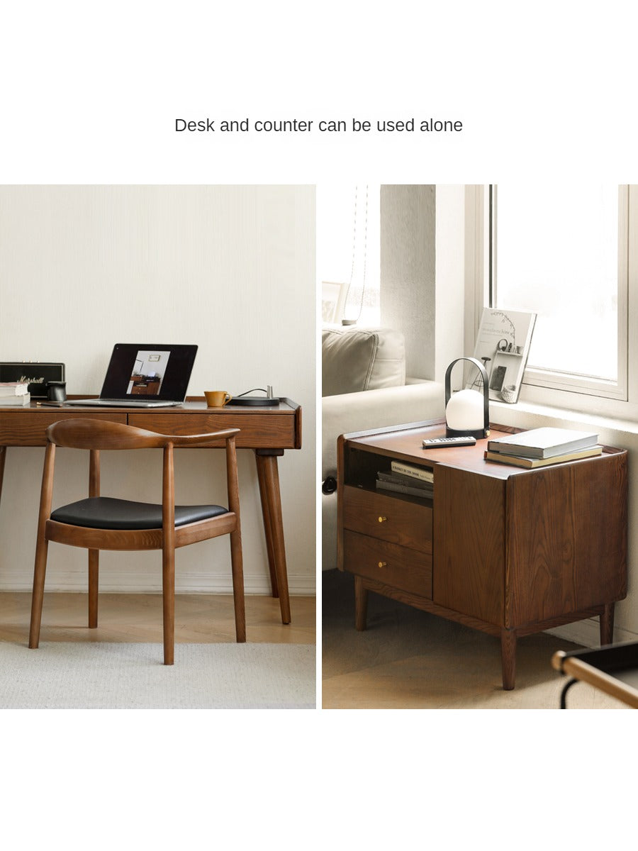 Ash Solid Wood Expansion Office Desk Corner Table-