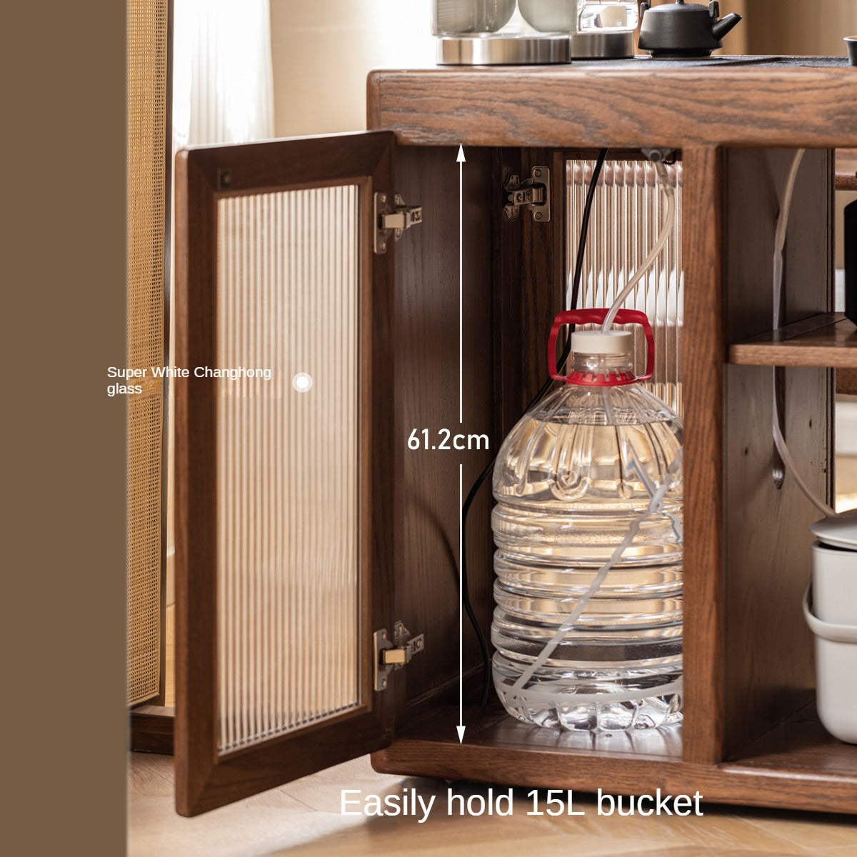 Oak solid wood retractable tea table tea maker integrated