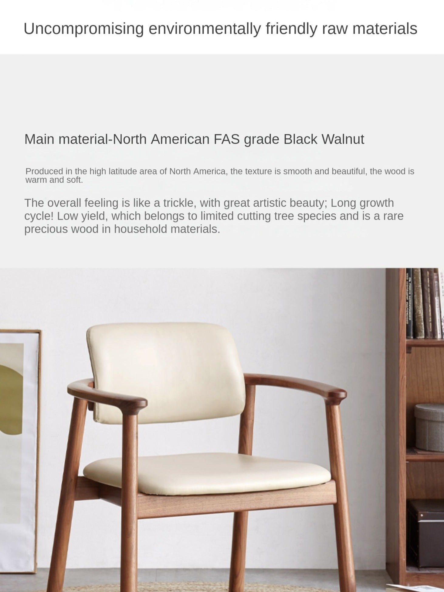 Black walnut upholstered armchair)