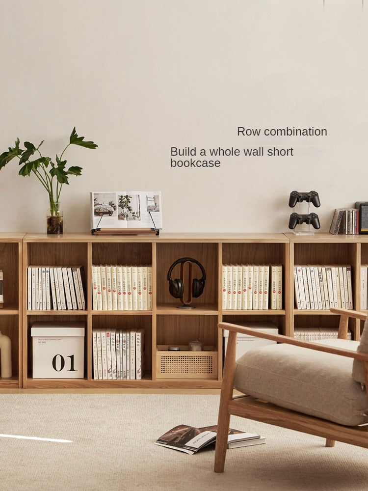 Ash solid wood bookcase simple floor bookshelf,