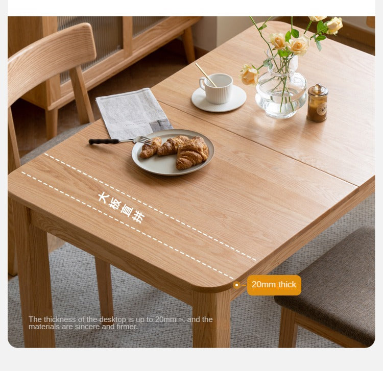 Oak solid wood telescopic folding dining table"