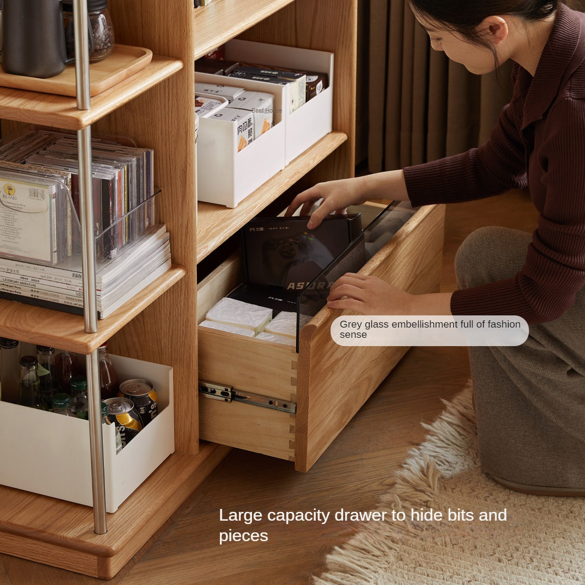 Oak solid wood bookcase modern simple study bookshelf