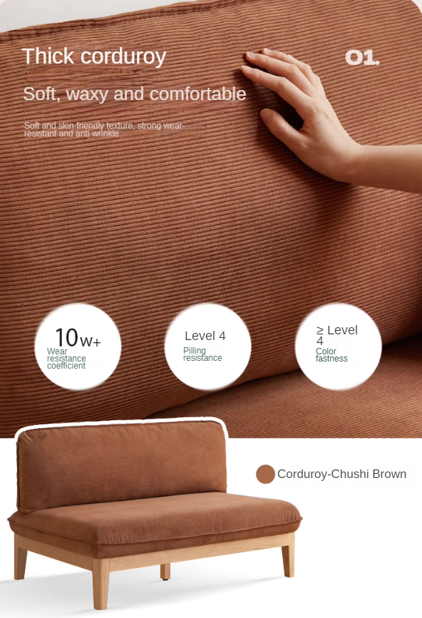 Oak Solid Wood Fabric Sofa)