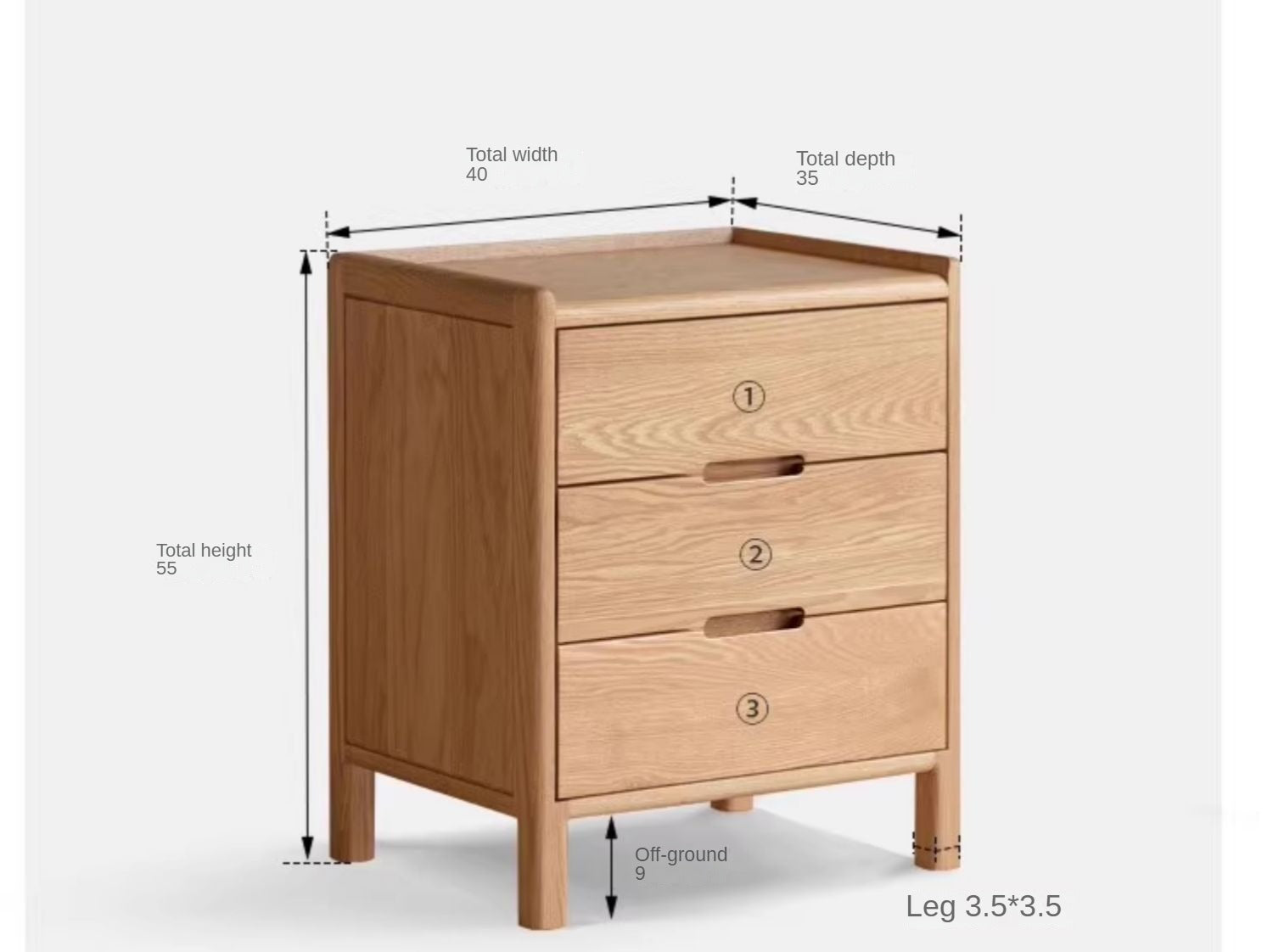 Nightstand with locker Oak solid wood-
