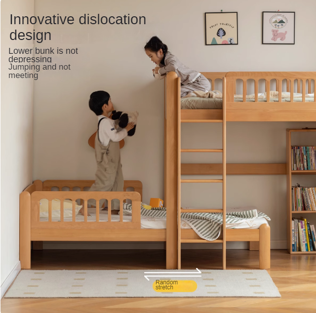 Beech solid wood children's bunk bed