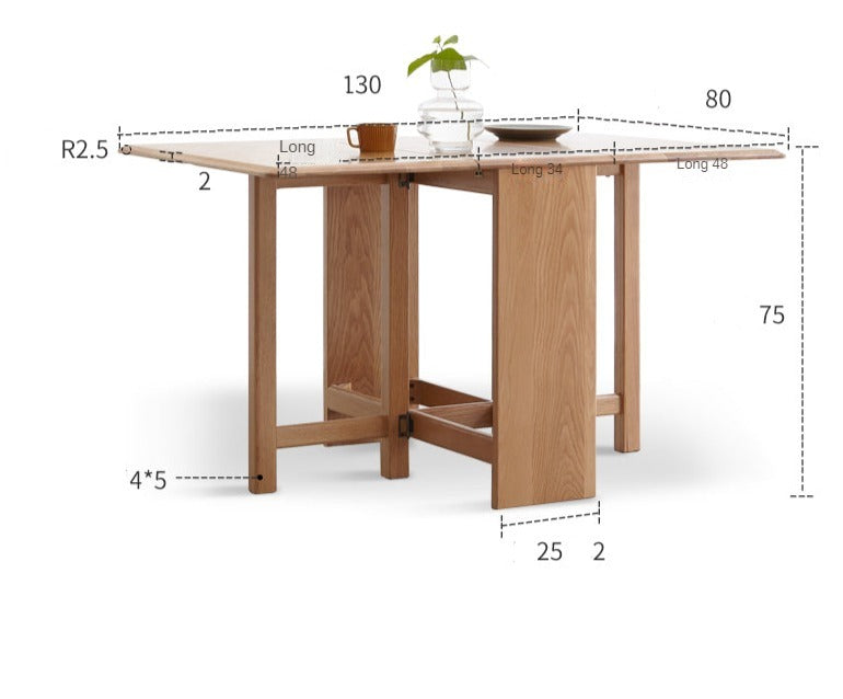 Oak Solid Wood Folding Dining Table