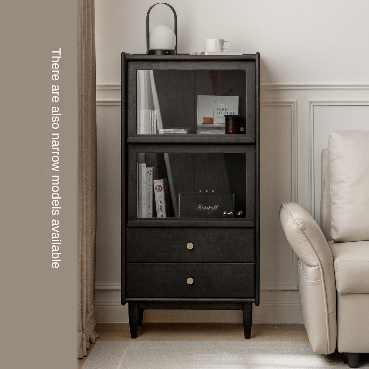 Oak solid wood side cabinet style black-