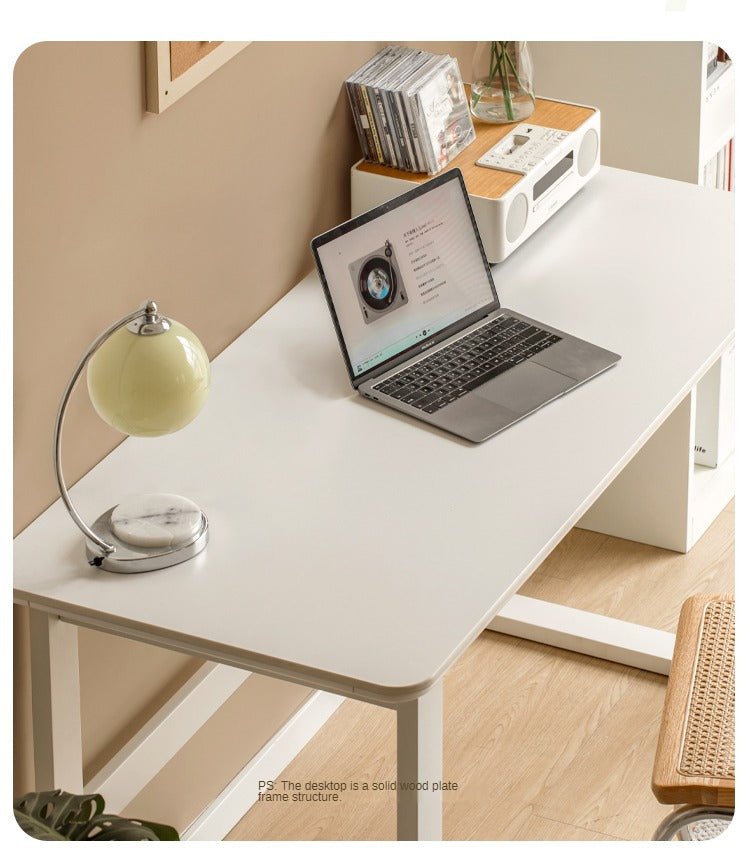 Solid Wood Desk Slate Computer Desk White Cream Style Dressing Table Small Apartment Home Writing Desk 47.2x23.6x29.5 inch 120x60x75 m Warm White