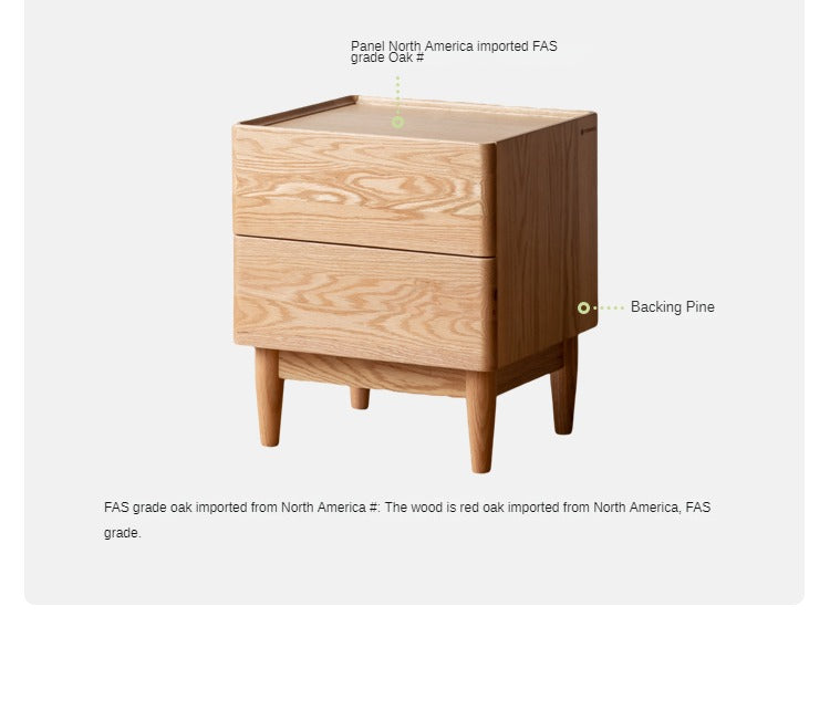 Oak Solid Wood White Wax Small Nightstand