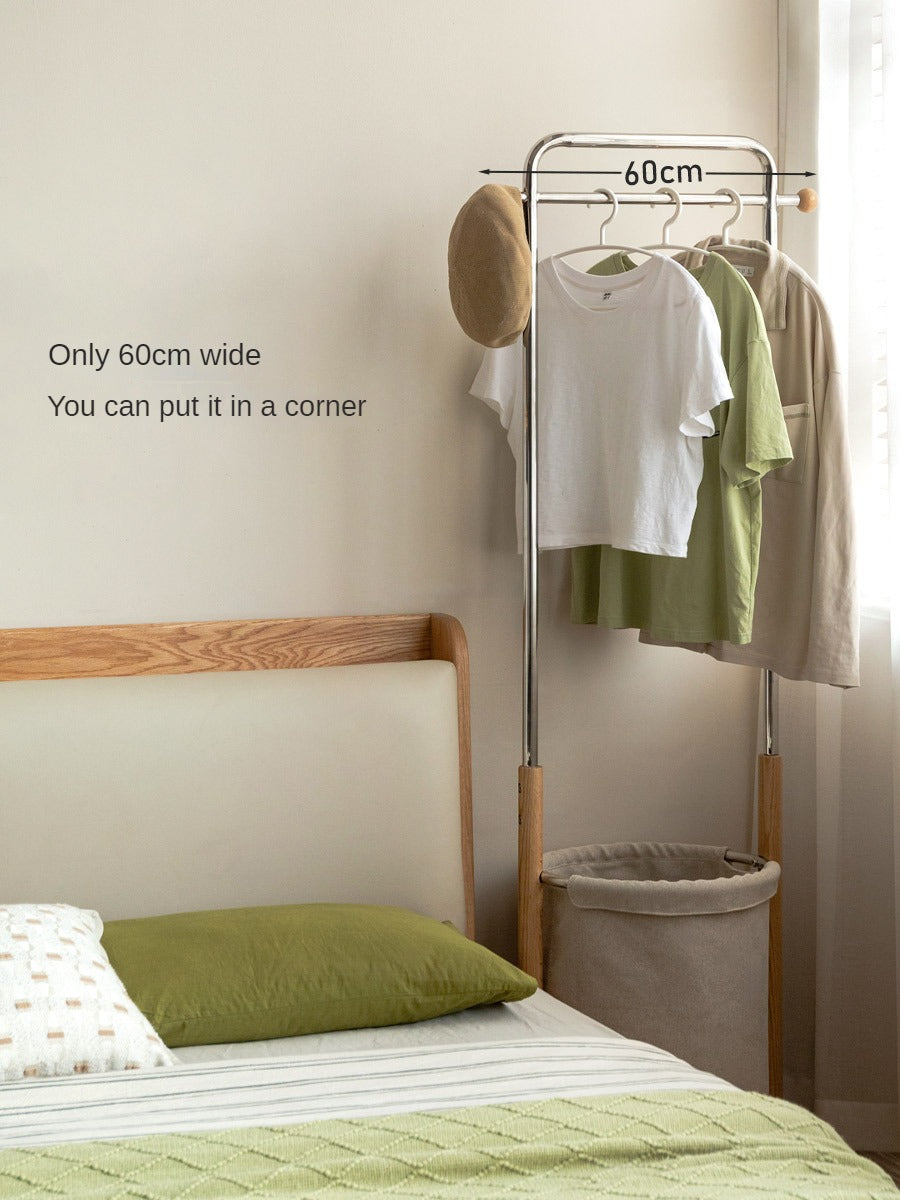 Oak Solid Wood Mobile Clothes and Hat Rack<