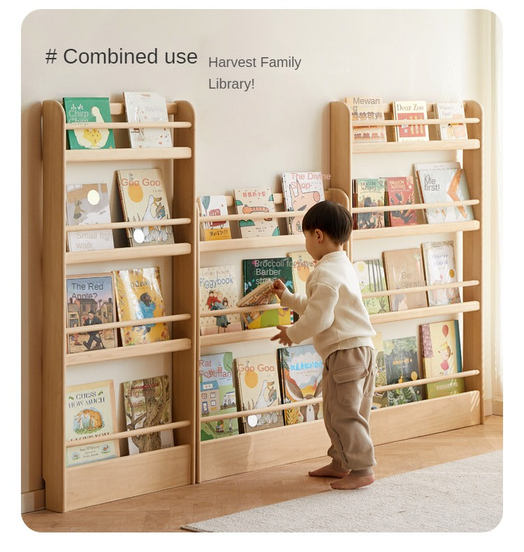 Popar Solid Wood Wall Mounted Storage Children's Book Stand