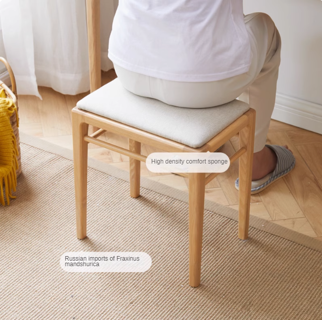 Ash solid wood Nordic soft makeup stool