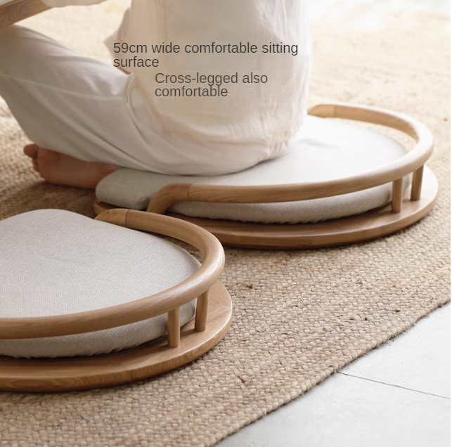 Ash solid wood backrest legless low tatami chair