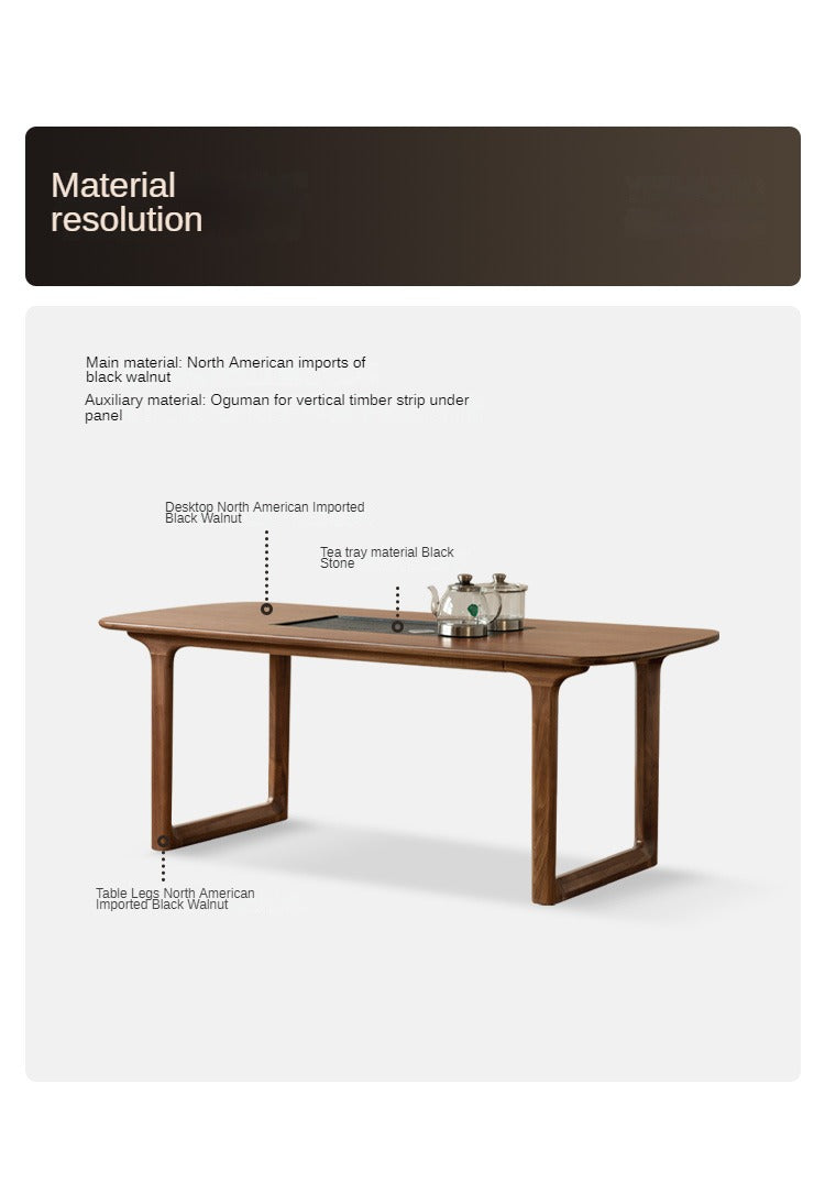 Black walnut solid wood tea table tea tray integrated,