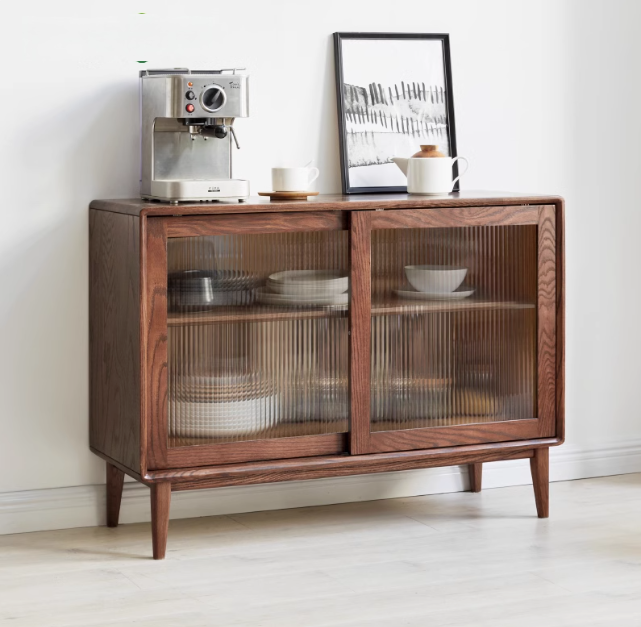 Oak Solid Wood Integrated Wall-mounted High Nordic Sideboard