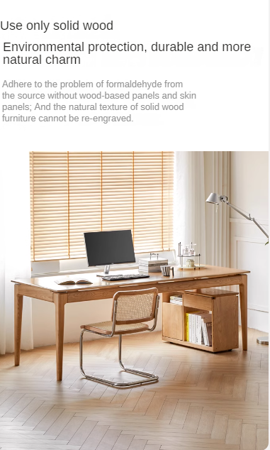 Ash Solid Wood Large Nordic office desk