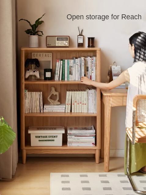 Oak solid wood modern open grid bookcase