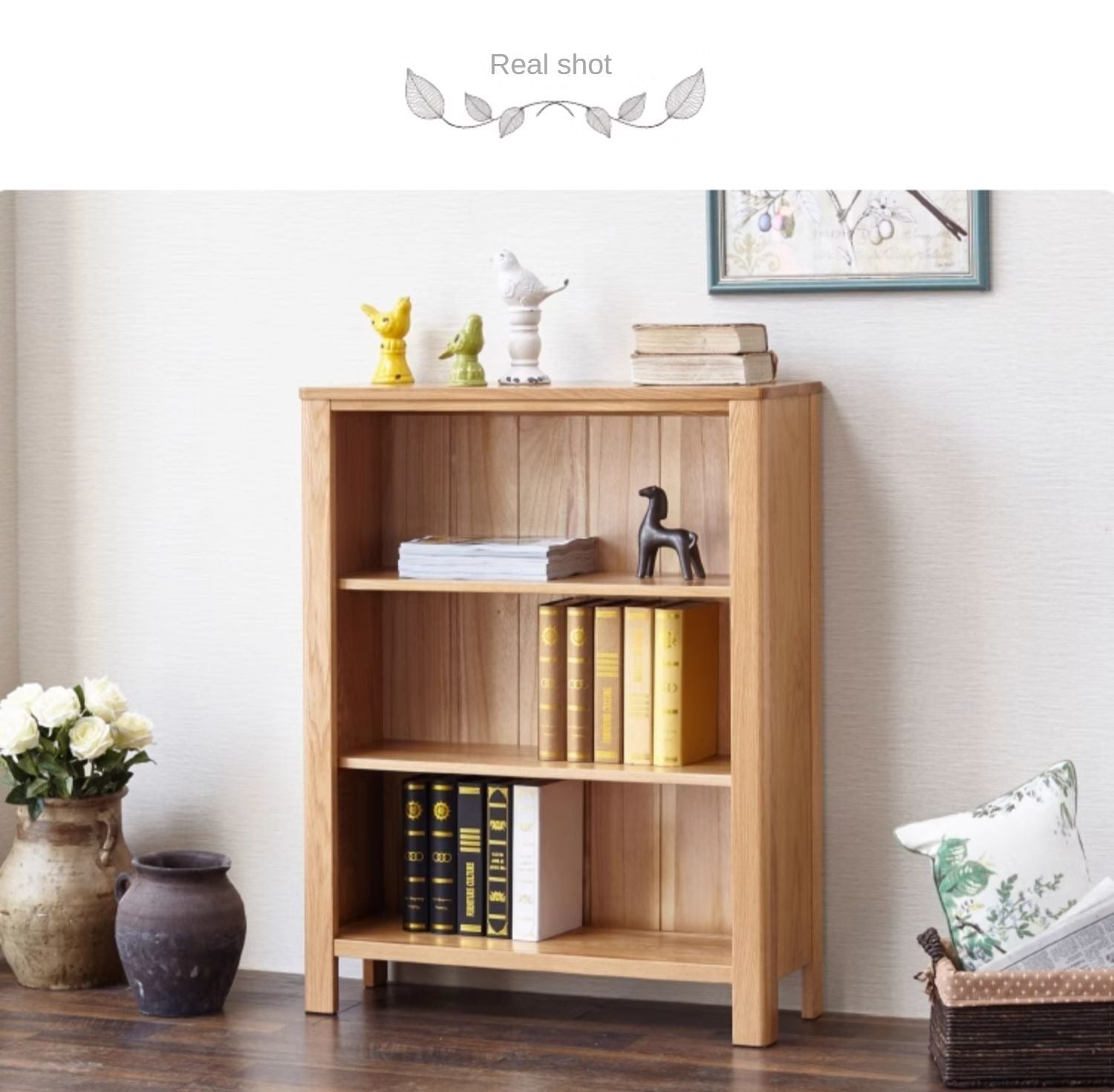 Oak solid wood Nordic simple small bookshelf