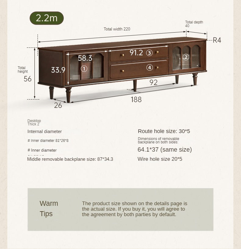 Poplar Solid Wood American Rectangular Coffee Table-