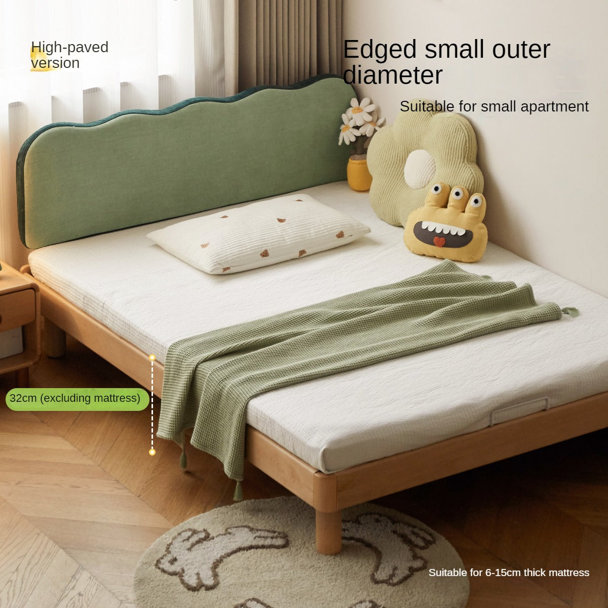 Beech Solid Wood Children's Modern Soft Bed