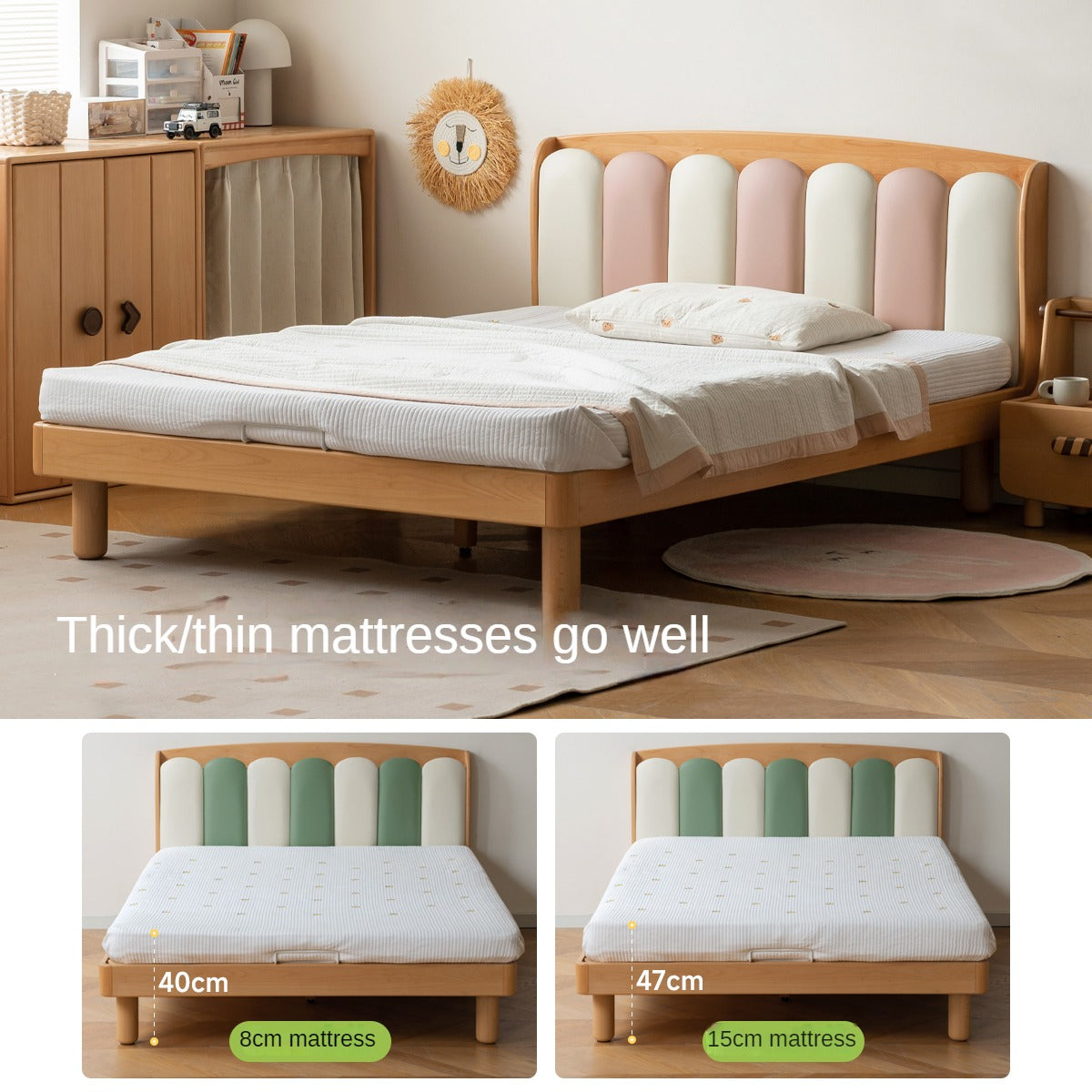 Beech Solid Wood Soft Single Kid's Bed