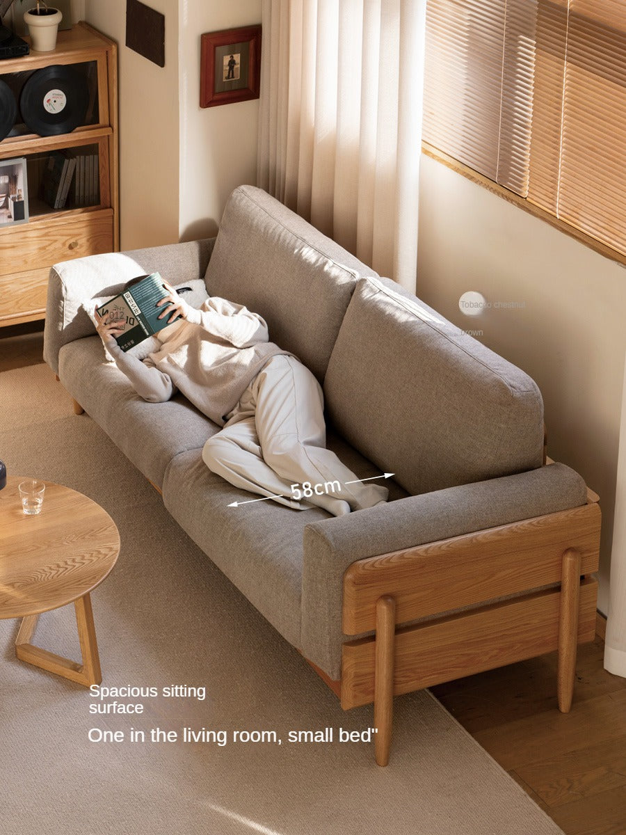 Oak solid wood sofa modern high back"
