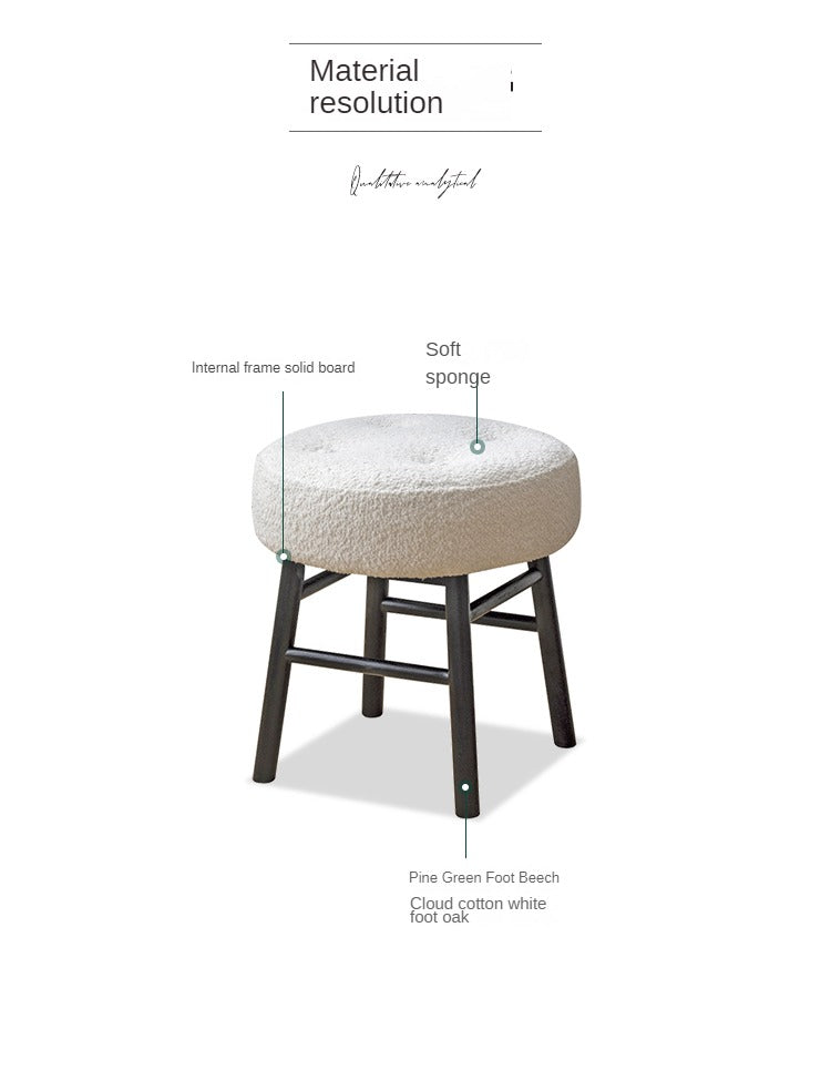 Oak Solid Wood Nordic Light Luxury Style Makeup Stool