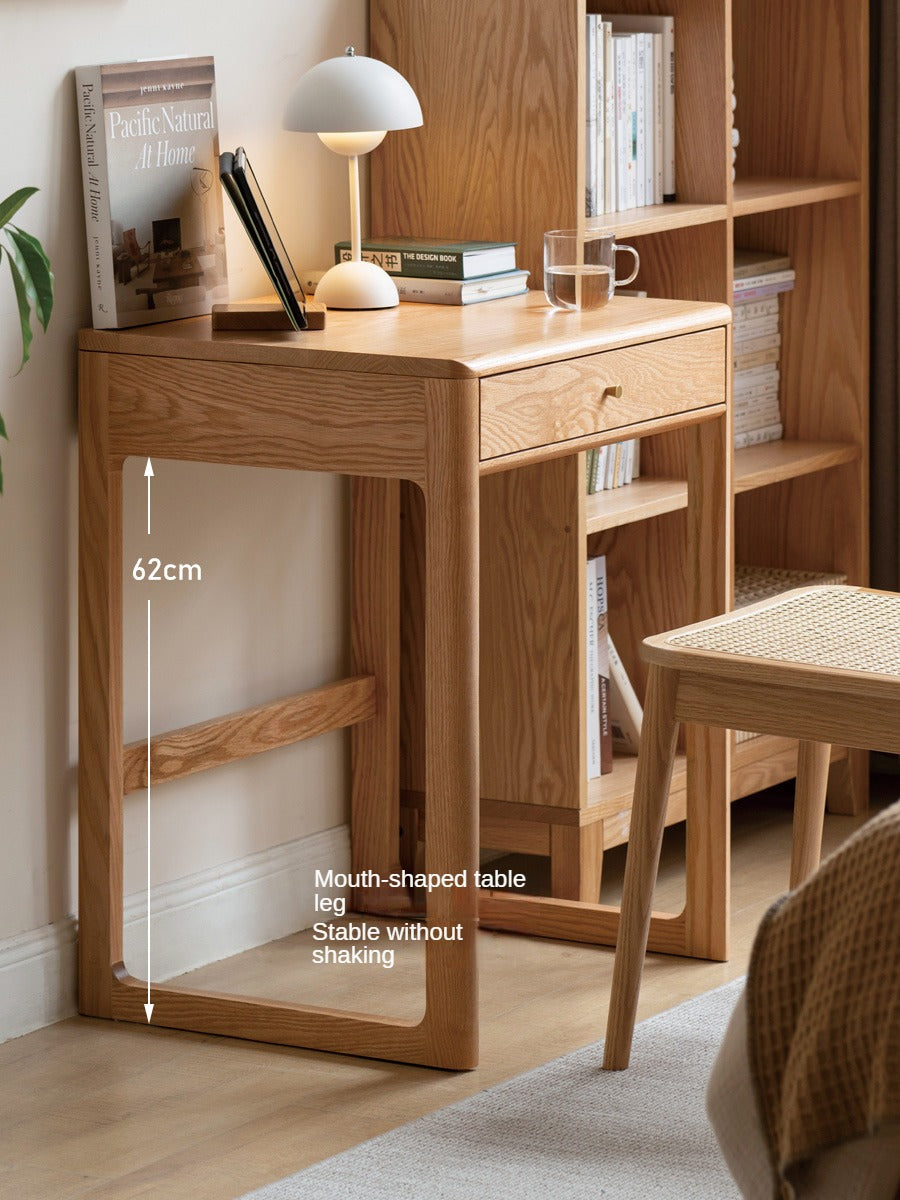 Oak Solid Wood Small Office Desk Walnut Color 39.4x19.7x29.5 in Shelf Desks by GVAwood