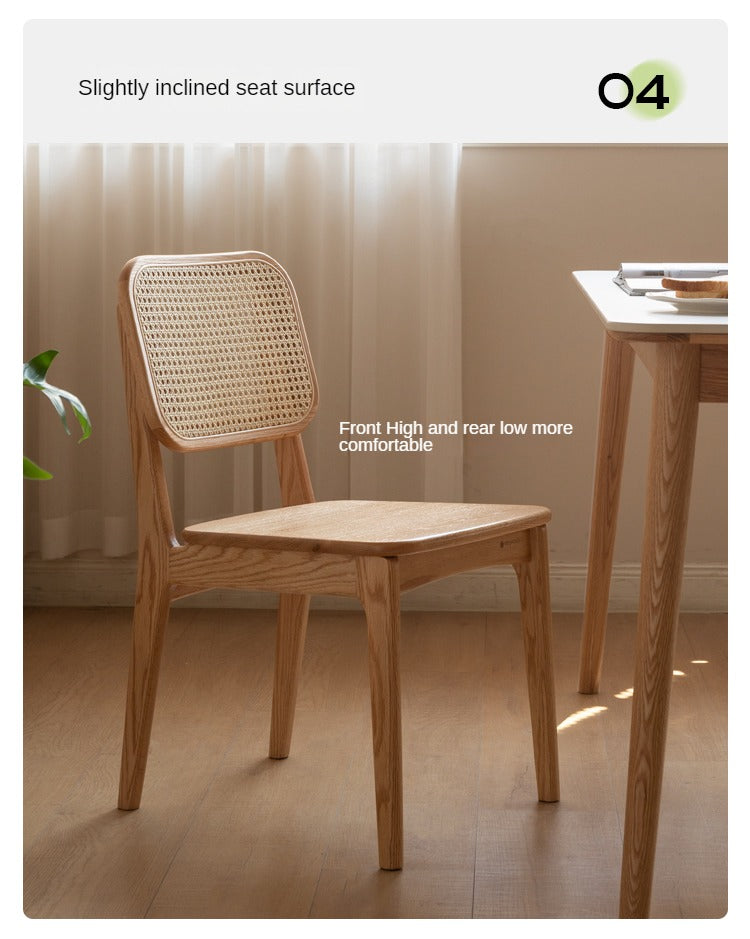 2 pcs - Oak solid wood rattan dining chair :