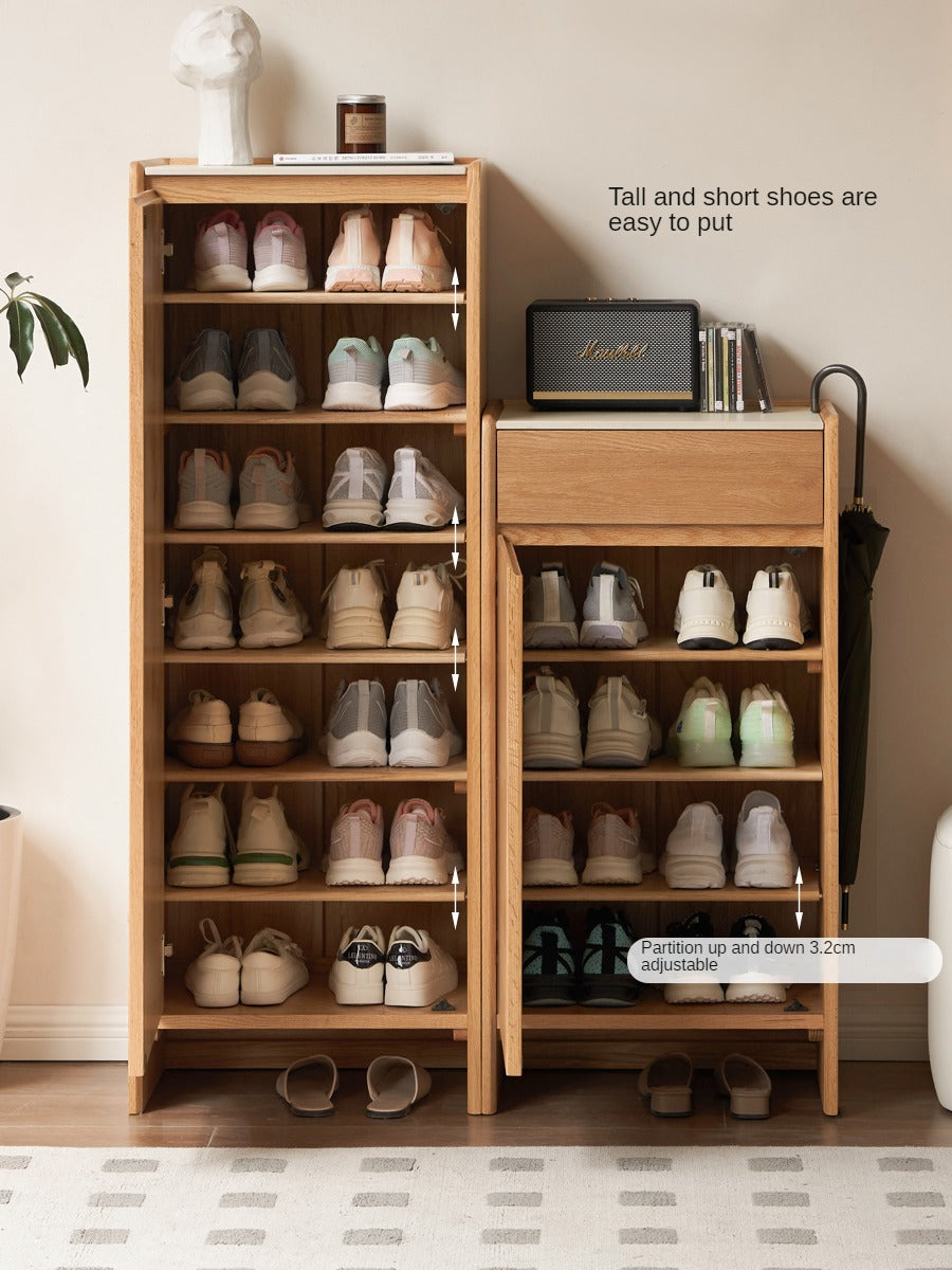 Oak solid wood rock slab storage shoe cabinet integrated