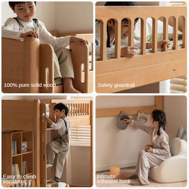 Beech solid wood children's bunk bed