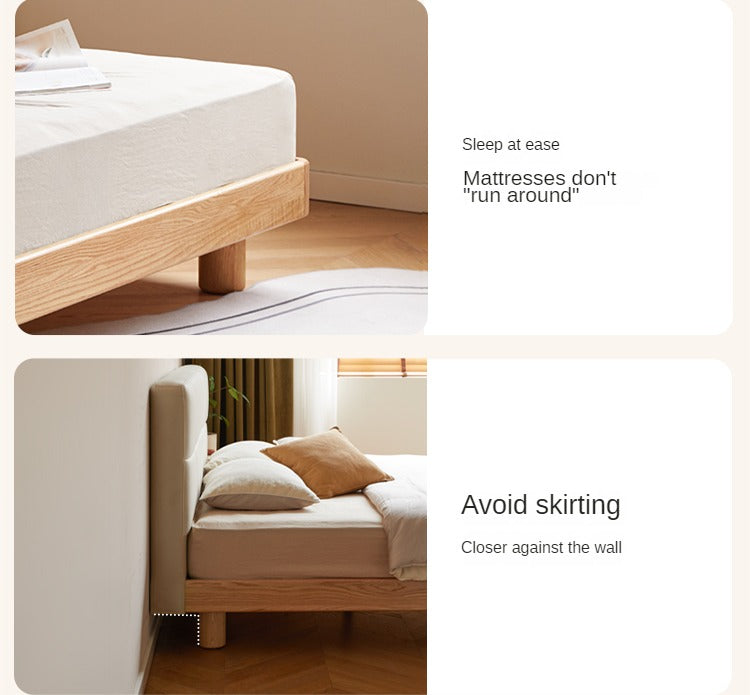 Oak solid wood technology cloth soft bed modern simple<