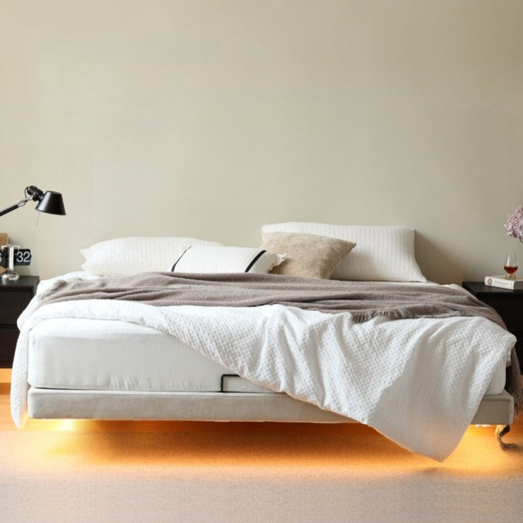 Solid Wood technological fabric floating tatami bed_)
