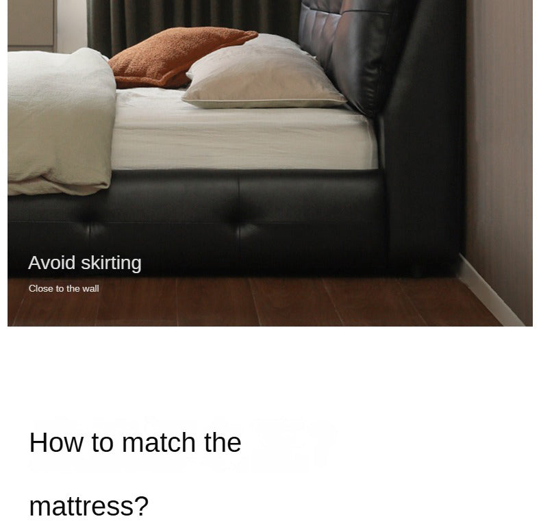 Genuine Leather Big Floor Bed Light Luxury