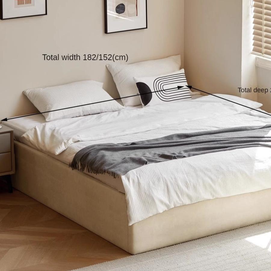 Technology cloth box platform bed, headboard-free bed<