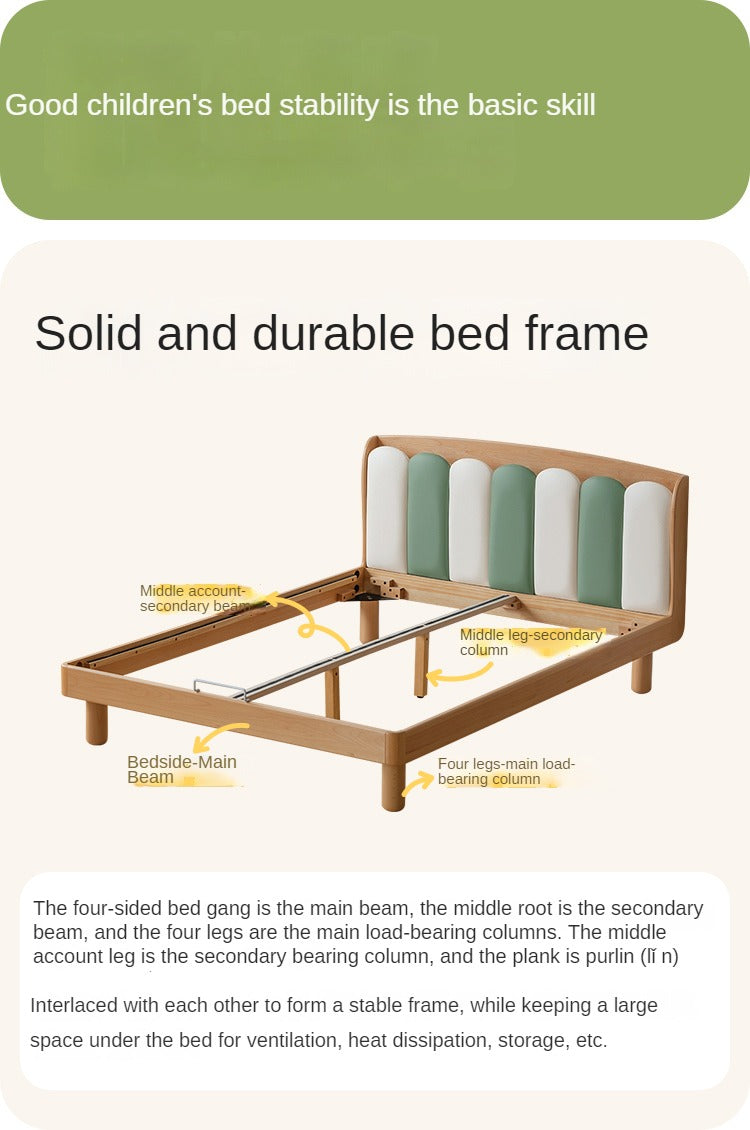 Beech Solid Wood Soft Single Kid's Bed