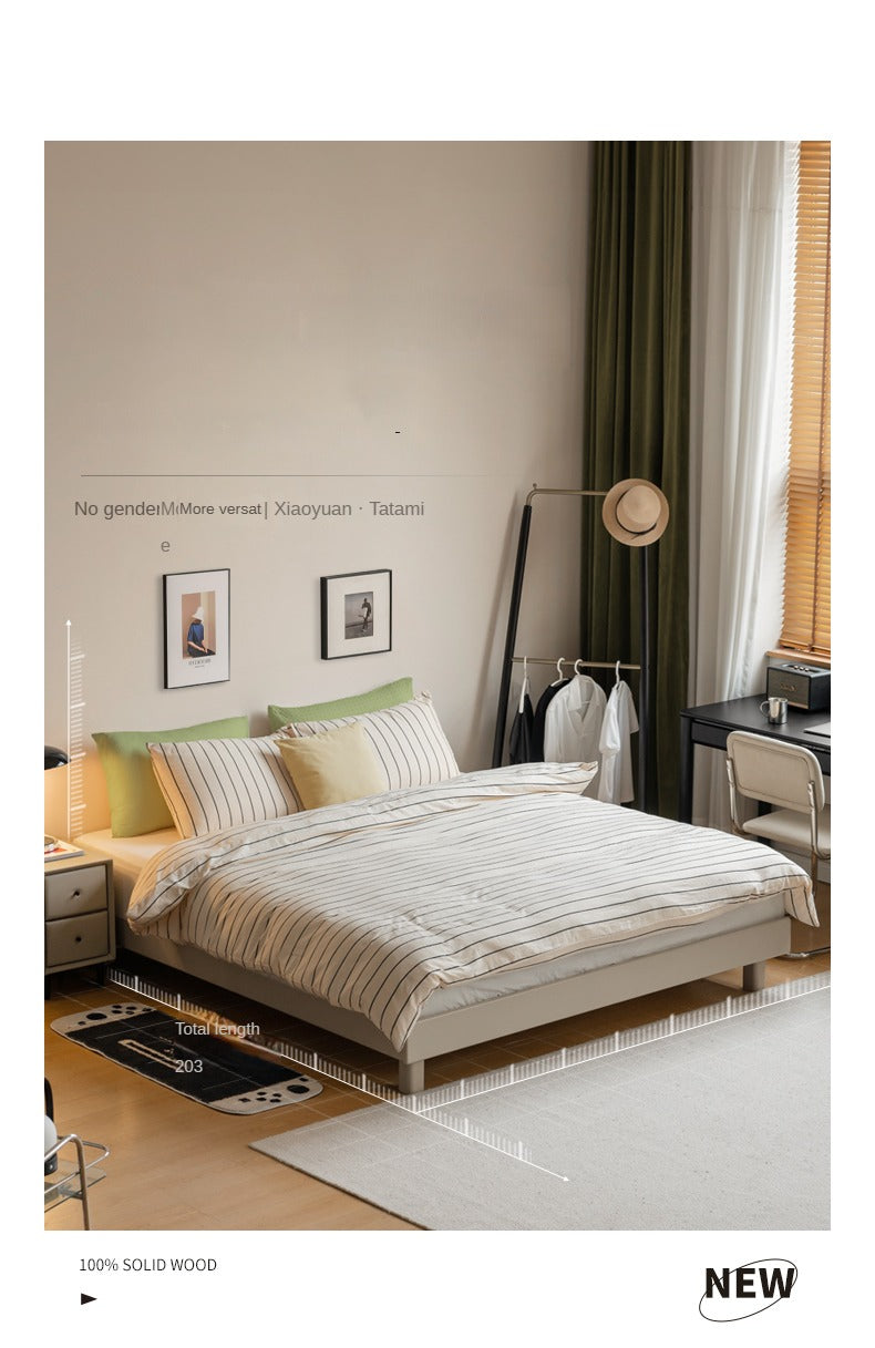 Poplar solid wood Platform Bed, Headboard-Free Bed