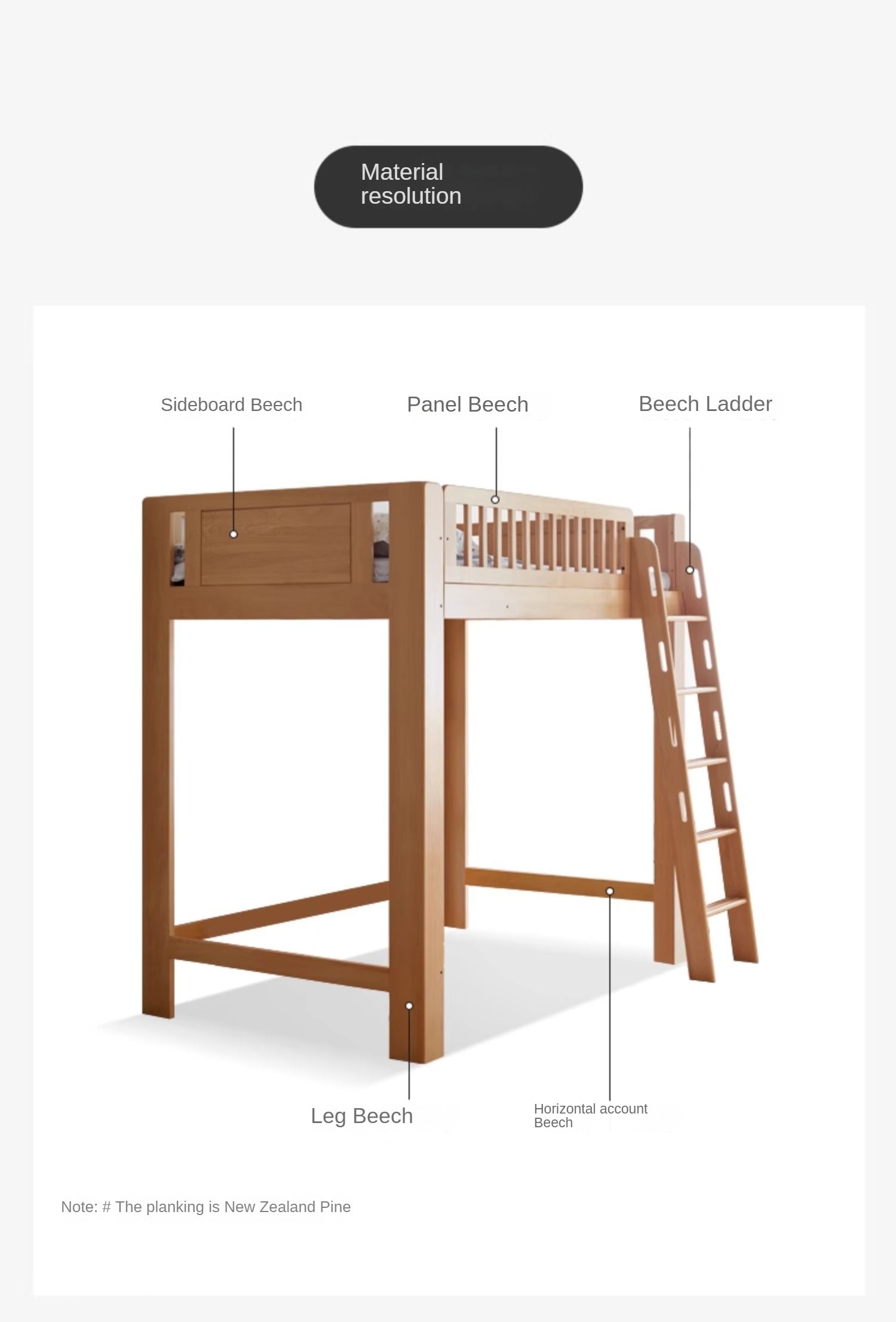 Beech solid wood Loft bed<