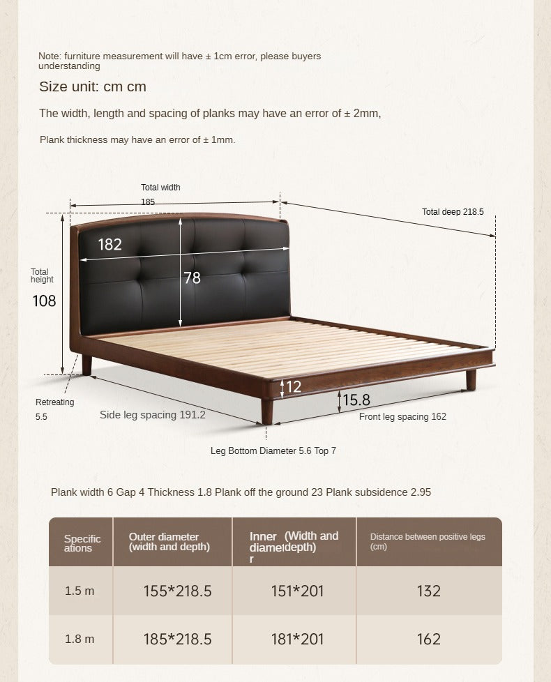 Oak Solid Wood Multifunctional Retro Soft Bed