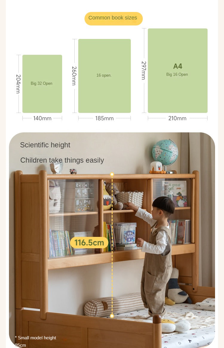 Beech Solid Wood Children's Cabinet Integrated Bed