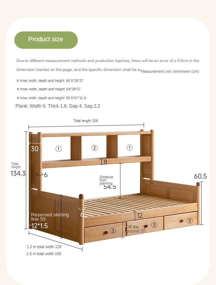 Beech solid wood children's multifunctional bed