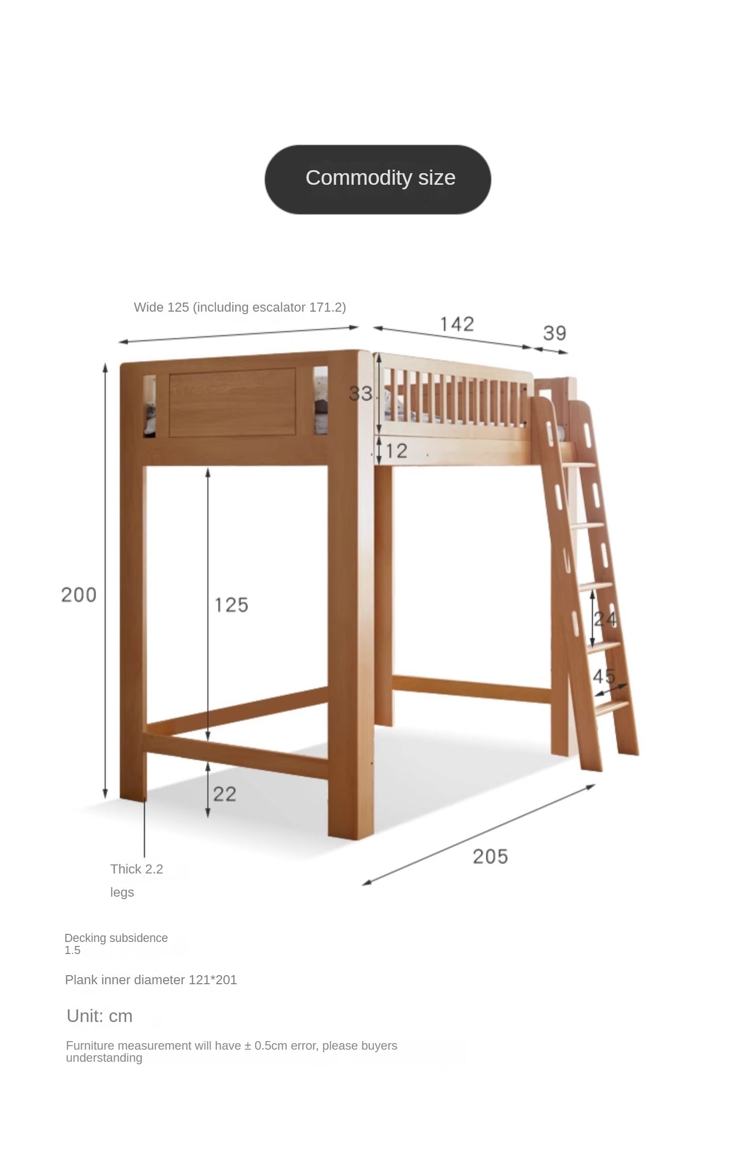 Beech solid wood Loft bed<