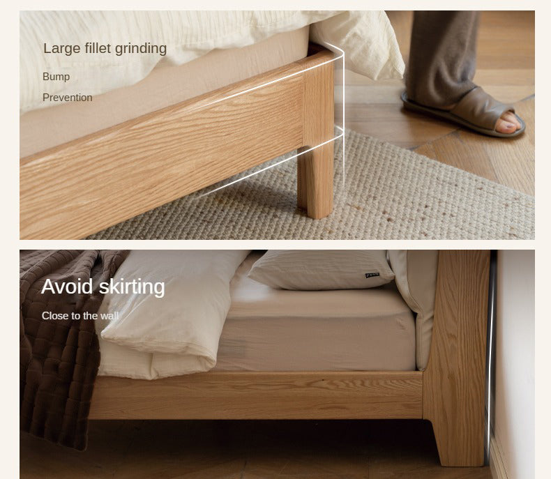 Oak Solid Wood Leather Soft Back Bed.