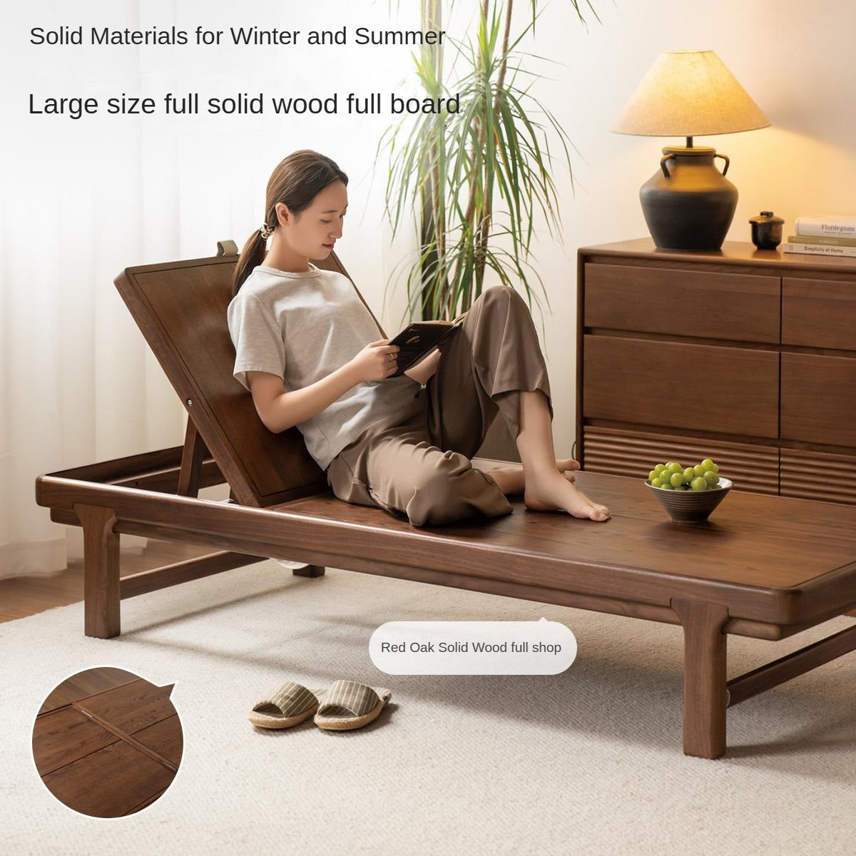 Black Walnut Solid Wood Longue Single Leisure Sofa Bed