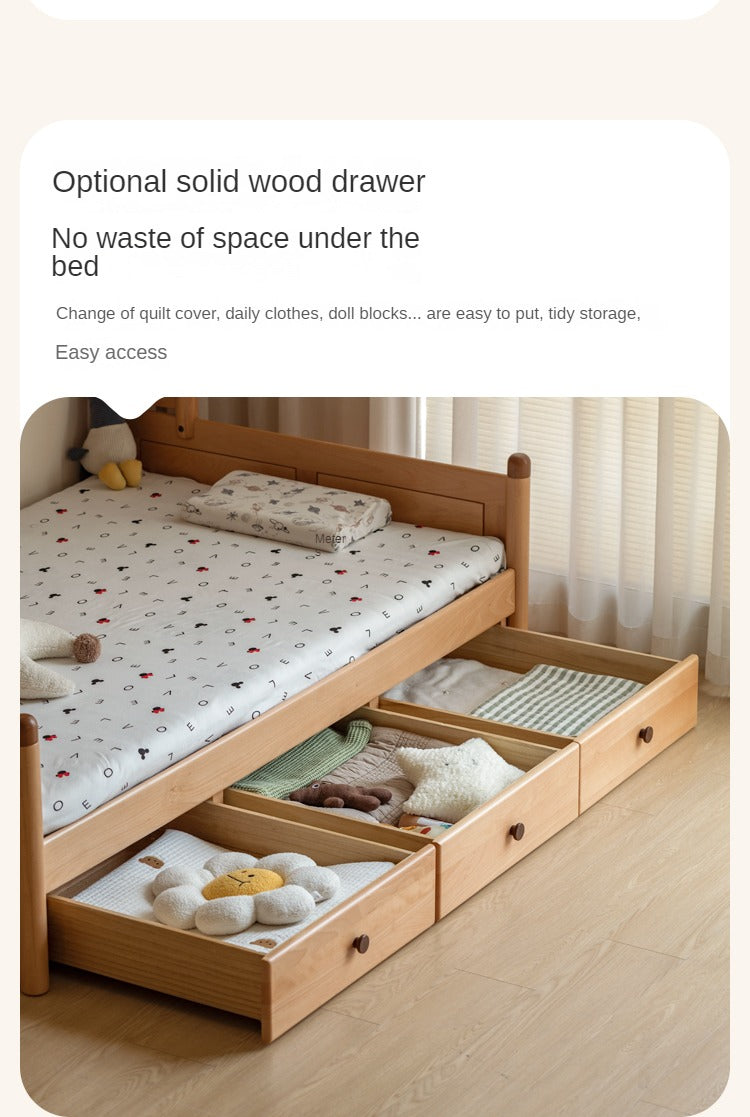 Beech Solid Wood Children's Cabinet Integrated Bed