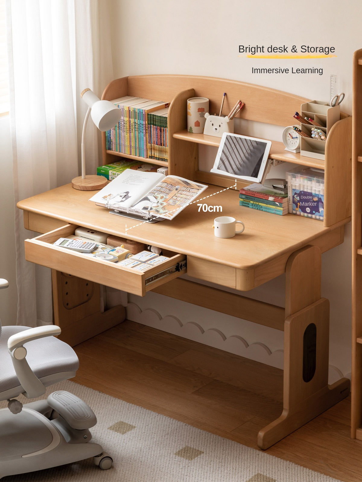 Beech Solid Wood Children's Lifting Desk